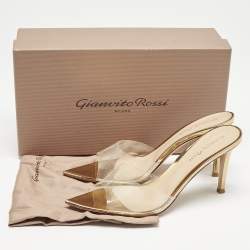 Pre Owned Gianvito Rossi Transparent PVC Elle Mules Size 38.5