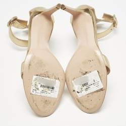 Gianvito Rossi Metallic Gold Leather Portofino Ankle Strap Sandals Size 39