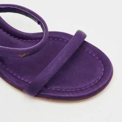 Pre Owned Gianvito Rossi Purple Fabric Rhinestone Embellished Heel Jolie Slide Sandals Size 37