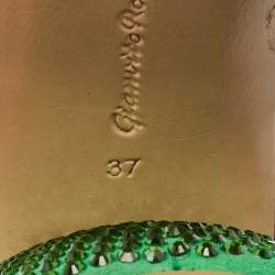 Pre Owned Gianvito Rossi Purple Fabric Rhinestone Embellished Heel Jolie Slide Sandals Size 37