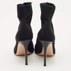 Gianvito Rossi Black Stretch Fabric Peep Toe Ankle Length Boots Size 36.5