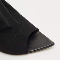 Gianvito Rossi Black Stretch Fabric Peep Toe Ankle Length Boots Size 36.5