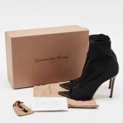 Gianvito Rossi Black Stretch Fabric Peep Toe Ankle Length Boots Size 36.5