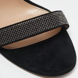 Pre Owned Gianvito Rossi Black Suede Studded Lennox Sandals Size 40