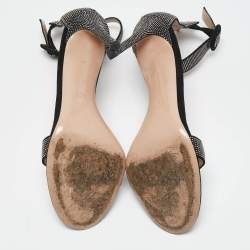 Pre Owned Gianvito Rossi Black Suede Studded Lennox Sandals Size 40