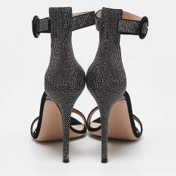 Pre Owned Gianvito Rossi Black Suede Studded Lennox Sandals Size 40