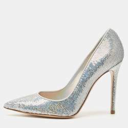 Pre Owned Gianvito Rossi Silver Sequins Gianvito Pumps Size 38