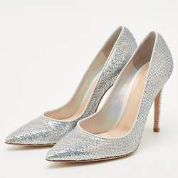 Pre Owned Gianvito Rossi Silver Sequins Gianvito Pumps Size 38