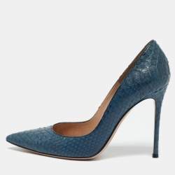 Gianvito Rossi Blue Python Leather Gianvito Pointed Toe Pumps Size 40