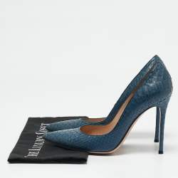 Gianvito Rossi Blue Python Leather Gianvito Pointed Toe Pumps Size 40