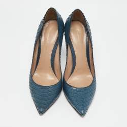 Gianvito Rossi Blue Python Leather Gianvito Pointed Toe Pumps Size 40