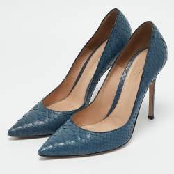 Gianvito Rossi Blue Python Leather Gianvito Pointed Toe Pumps Size 40