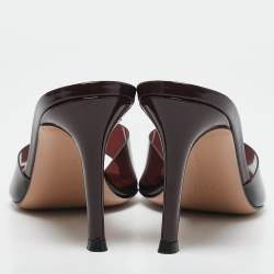 Gianvito Rossi Brown PVC Elle Slide Sandals Size 34