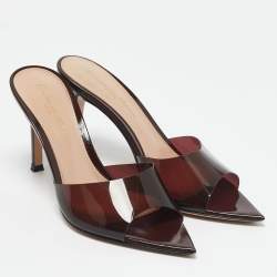 Gianvito Rossi Brown PVC Elle Slide Sandals Size 34