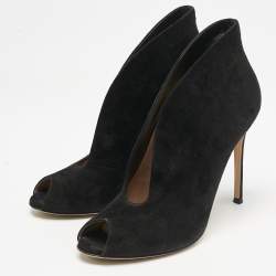 Gianvito Rossi Black Suede Vamp Booties Size 40