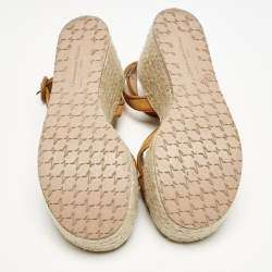 Pre Owned Gianvito Rossi Mustard Leather and Suede Sienna Espadrille Sandals Size 39