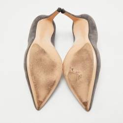 Pre Owned Gianvito Rossi Grey Suede Gianvito 85 Pointed Toe Pumps Size 38.5
