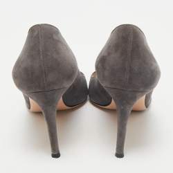 Pre Owned Gianvito Rossi Grey Suede Gianvito 85 Pointed Toe Pumps Size 38.5