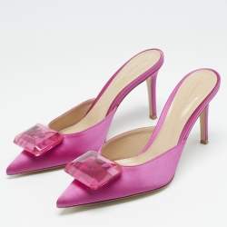 Gianvito Rossi Pink Satin Jaipur Heel Mules Size 39