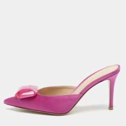 Gianvito Rossi Pink Satin Jaipur Heel Mules Size 39