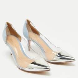 Gianvito Rossi Silver/Blue Leather and PVC Plexi Pumps Size 40