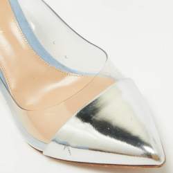 Gianvito Rossi Silver/Blue Leather and PVC Plexi Pumps Size 40