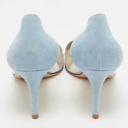 Gianvito Rossi Silver/Blue Leather and PVC Plexi Pumps Size 40