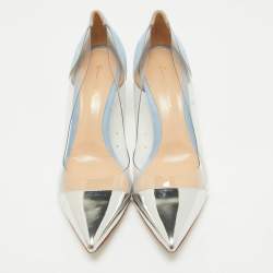 Gianvito Rossi Silver/Blue Leather and PVC Plexi Pumps Size 40