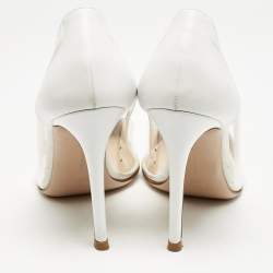 Pre Owned Gianvito Rossi White Leather and PVC Plexi Pumps Size 36