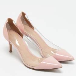 Gianvito Rossi Pink Leather and PVC Plexi Pumps Size 39