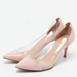 Gianvito Rossi Pink Leather and PVC Plexi Pumps Size 39