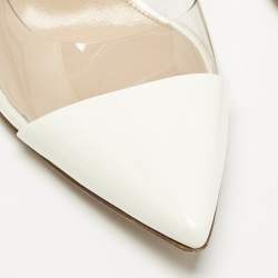 Pre Owned Gianvito Rossi Cream Patent Leather and PVC Elle Mules Size 39