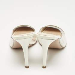 Pre Owned Gianvito Rossi Cream Patent Leather and PVC Elle Mules Size 39