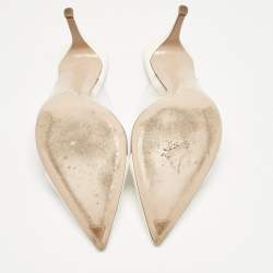 Pre Owned Gianvito Rossi Cream Patent Leather and PVC Elle Mules Size 39