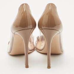 Gianvito Rossi Beige Patent Leather and PVC Plexi Pumps Size 39