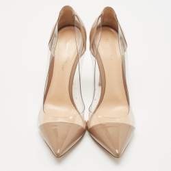 Gianvito Rossi Beige Patent Leather and PVC Plexi Pumps Size 39