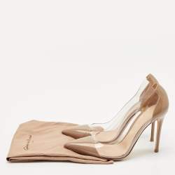 Gianvito Rossi Beige Patent Leather and PVC Plexi Pumps Size 39