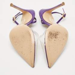 Gianvito Rossi Purple Patent Leather and PVC Ribbon Pumps Size 38