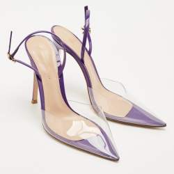 Gianvito Rossi Purple Patent Leather and PVC Ribbon Pumps Size 38