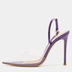 Gianvito Rossi Purple Patent Leather and PVC Ribbon Pumps Size 38