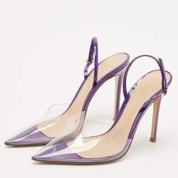 Gianvito Rossi Purple Patent Leather and PVC Ribbon Pumps Size 38
