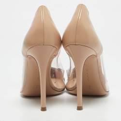 Pre Owned Gianvito Rossi Black/Brown Patent Leather and PVC Plexi Pumps Size 38.5