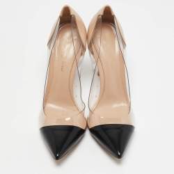 Pre Owned Gianvito Rossi Black/Brown Patent Leather and PVC Plexi Pumps Size 38.5