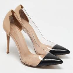 Pre Owned Gianvito Rossi Black/Brown Patent Leather and PVC Plexi Pumps Size 38.5