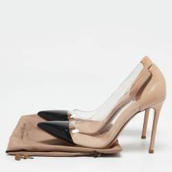 Pre Owned Gianvito Rossi Black/Brown Patent Leather and PVC Plexi Pumps Size 38.5