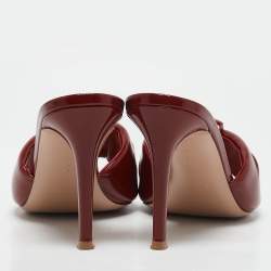 Gianvito Rossi Burgundy Leather Amour Mules Size 40.5