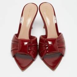 Gianvito Rossi Burgundy Leather Amour Mules Size 40.5