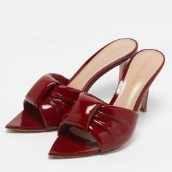 Gianvito Rossi Burgundy Leather Amour Mules Size 40.5