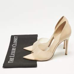 Gianvito Rossi Beige PVC and Patent Leather Bree Pumps Size 39