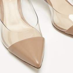 Gianvito Rossi Beige Leather and PVC Alice Slingback Pumps Size 37